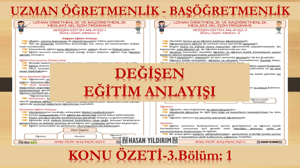 Değişen Eğitim Anlayışı (Konu Özeti-3.Bölüm:1)