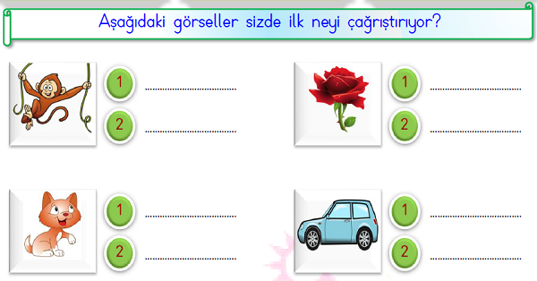 1. Sınıf Türkçe Sözcükte Çağrışım Yapma Etkinliği-1