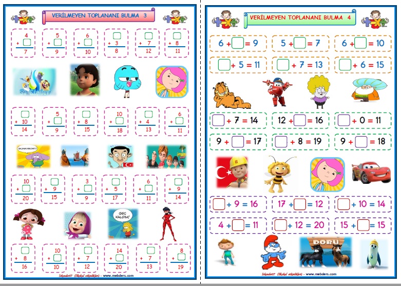 1. Sınıf Matematik Toplama İşleminde Verilmeyen Sayıyı Bulma 3-4