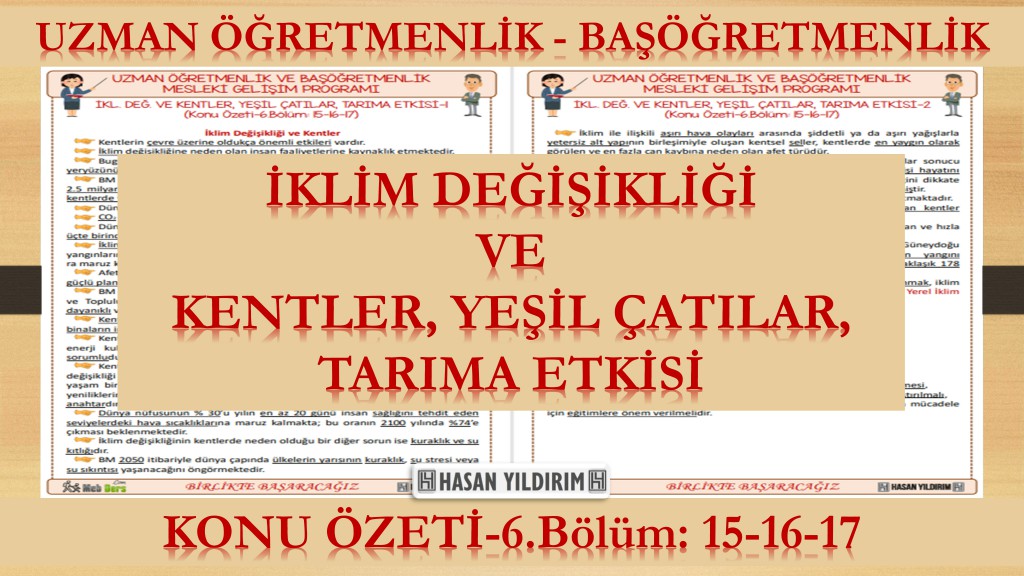 İklim Değişikliği ve Kentler, Yeşil Çatılar, Tarıma Etkisi (Konu Özeti-6.Bölüm: 15-16-17)