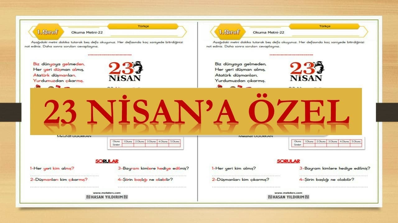 1. Sınıf Türkçe Okuma Metni-22 ( 23 Nisan)