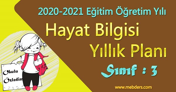 2020 - 2021 Yılı 3. Sınıf Hayat Bilgisi Yıllık Planı (Evren Yayıncılık)
