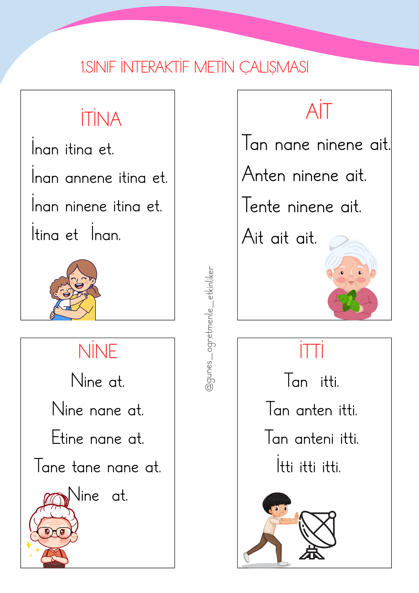 1. Sınıf İlk Okuma Yazma İ Sesi Hızlı Okuma Metinleri