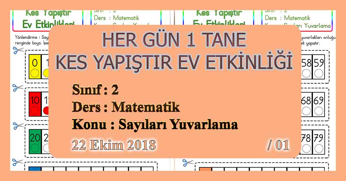 2. Sınıf Her Güne Bir Kes Yapıştır Ev Etkinliği - Sayıları Yuvarlama