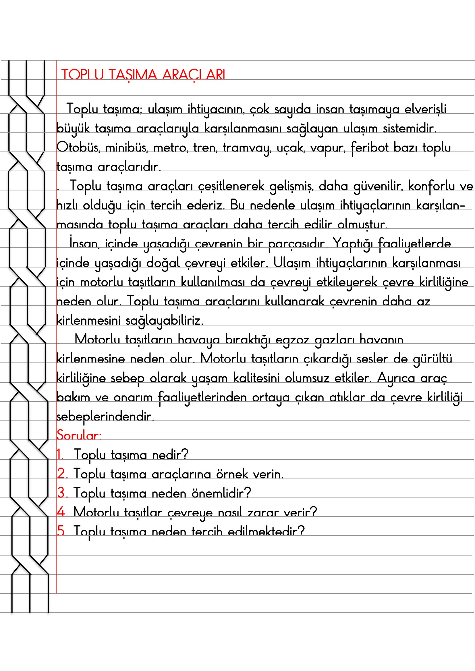 4. Sınıf Trafik Güvenliği Toplu Taşıma Araçları Defter Özeti