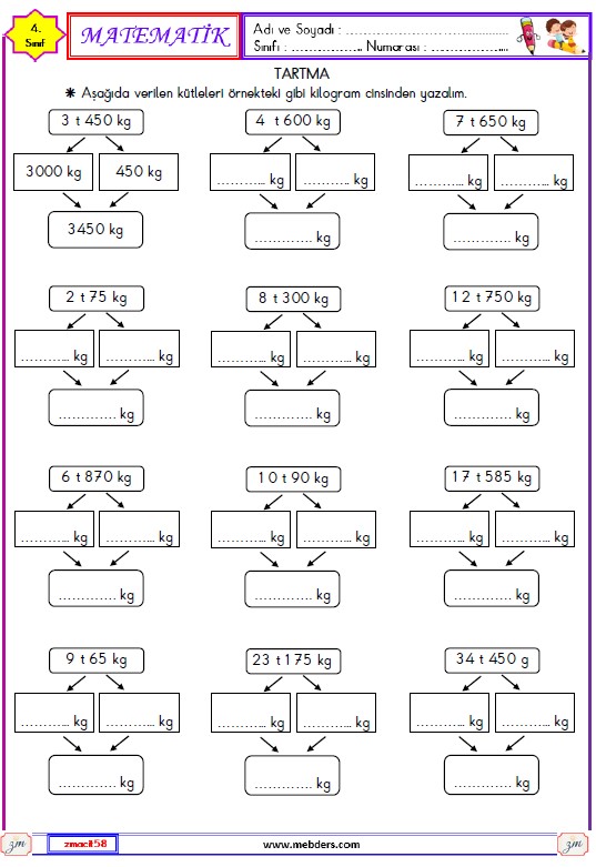 4. Sınıf Matematik Tartma Etkinliği 9