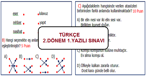 4. Sınıf Türkçe 2.Sınav 1.Yazılı Sınav Etkinliği