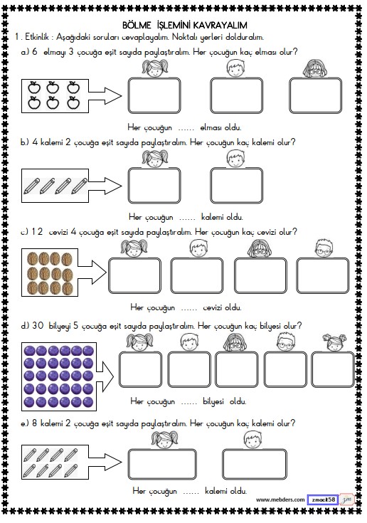 2. Sınıf Matematik Bölme İşlemini Kavrayalım Etkinliği 15