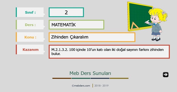 2. Sınıf Matematik Zihinden Çıkaralım Sunusu
