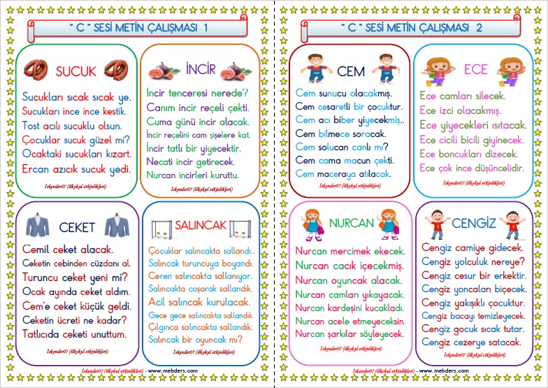 1. Sınıf C-c Sesi Çalışmaları (12 Sayfa)
