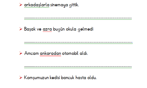 1. Sınıf Türkçe Yazım Yanlışları Etkinliği 3