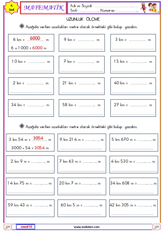 4. Sınıf Matematik Uzunluk Ölçme Etkinliği 16