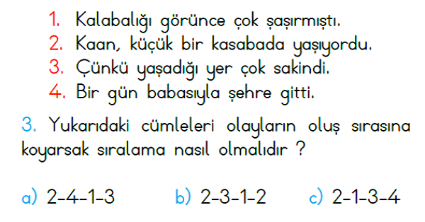 3. Sınıf Haftalık Kazanım Değerlendirme Testi 11.Hafta (27 Kasım-01 Aralık)