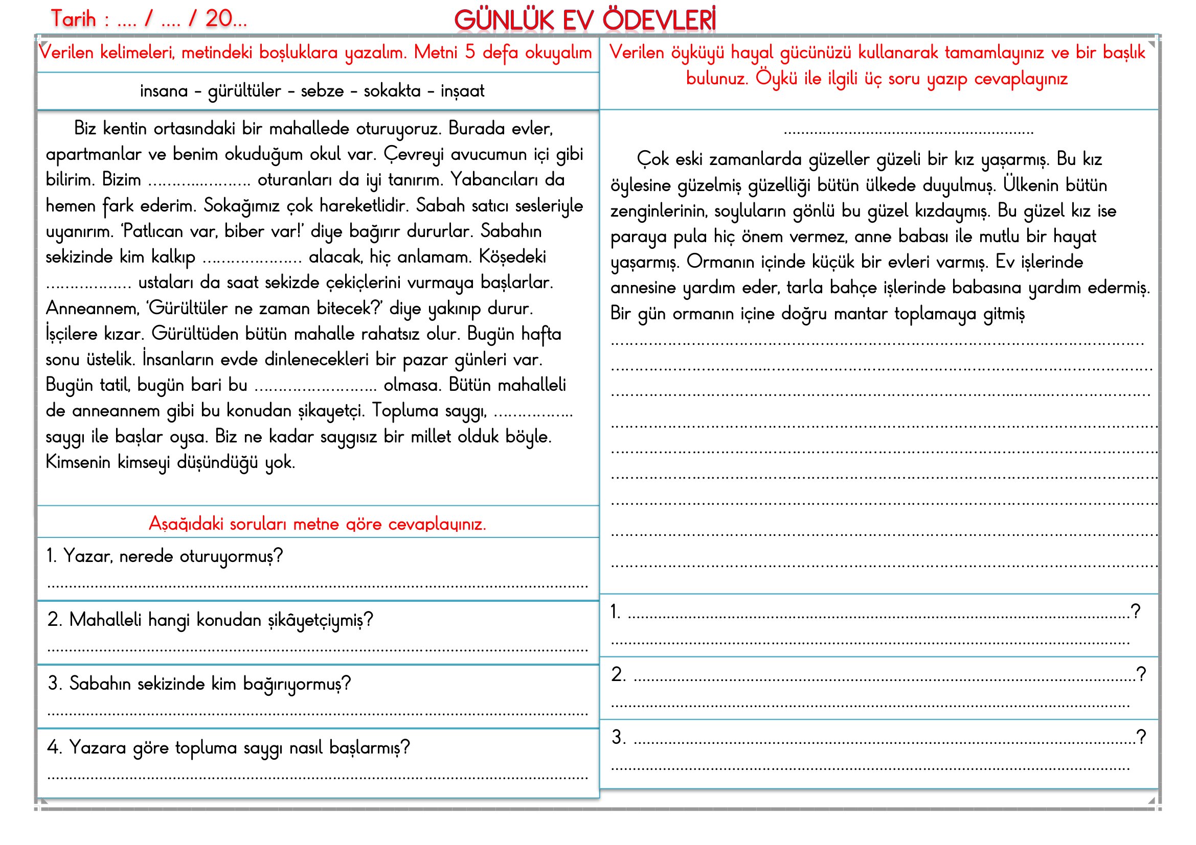 2. Sınıf - 08 Nisan 2026 Günlük Ev Ödevleri