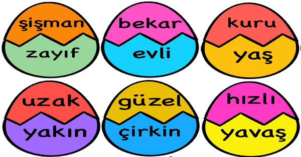 1. Sınıf Türkçe Eş Anlamlı ve Zıt Anlamlı Kelimeler Yumurta Etkinliği