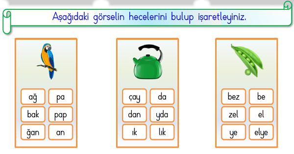 1. Sınıf Türkçe Hece Etkinliği-7
