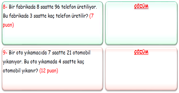 3. Sınıf Matematik Bölme İşlemi Problemleri-2