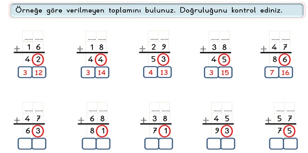 2. Sınıf Matematik Toplama İşlemi-Verilmeyen Toplananı Bulma-5