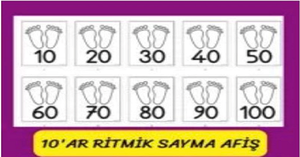 1. Sınıf Matematik Onar Ritmik Sayma Afiş Ayak Şablonlu Renkli-Renksiz