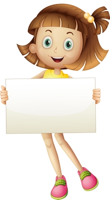 Clipart boş pano tutan sevimli kız çocuğu resmi png