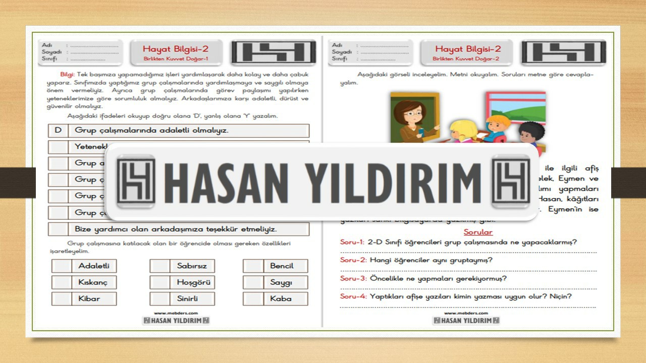 2. Sınıf Hayat Bilgisi Birlikten Kuvvet Doğar Çalışma Sayfaları