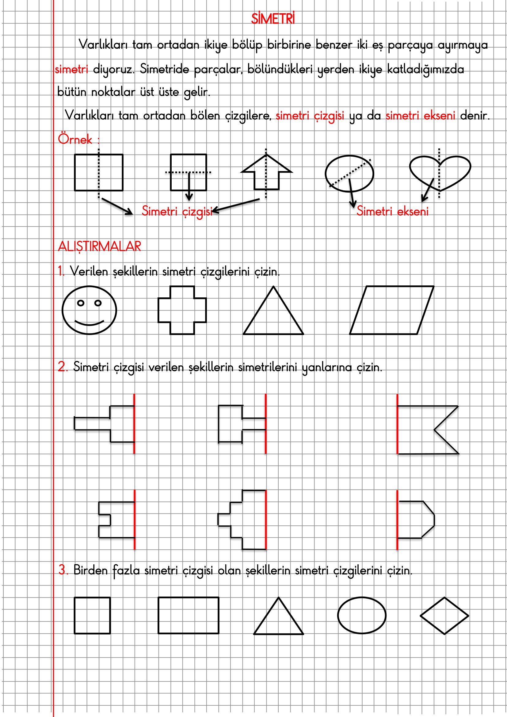 2. Sınıf Matematik Kareli Defterde Simetri Konu Anlatımı