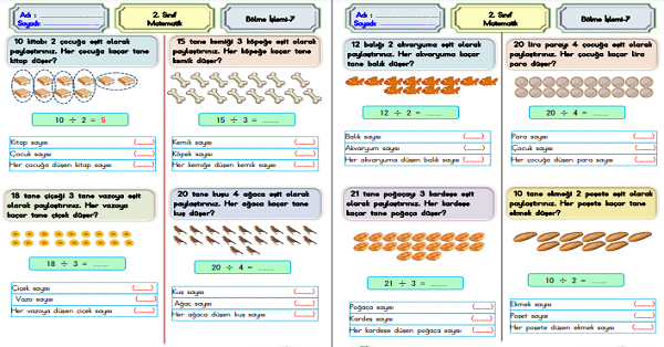 2. Sınıf Matematik Bölme İşlemi (Gruplama ve Paylaştırma) Etkinliği-7