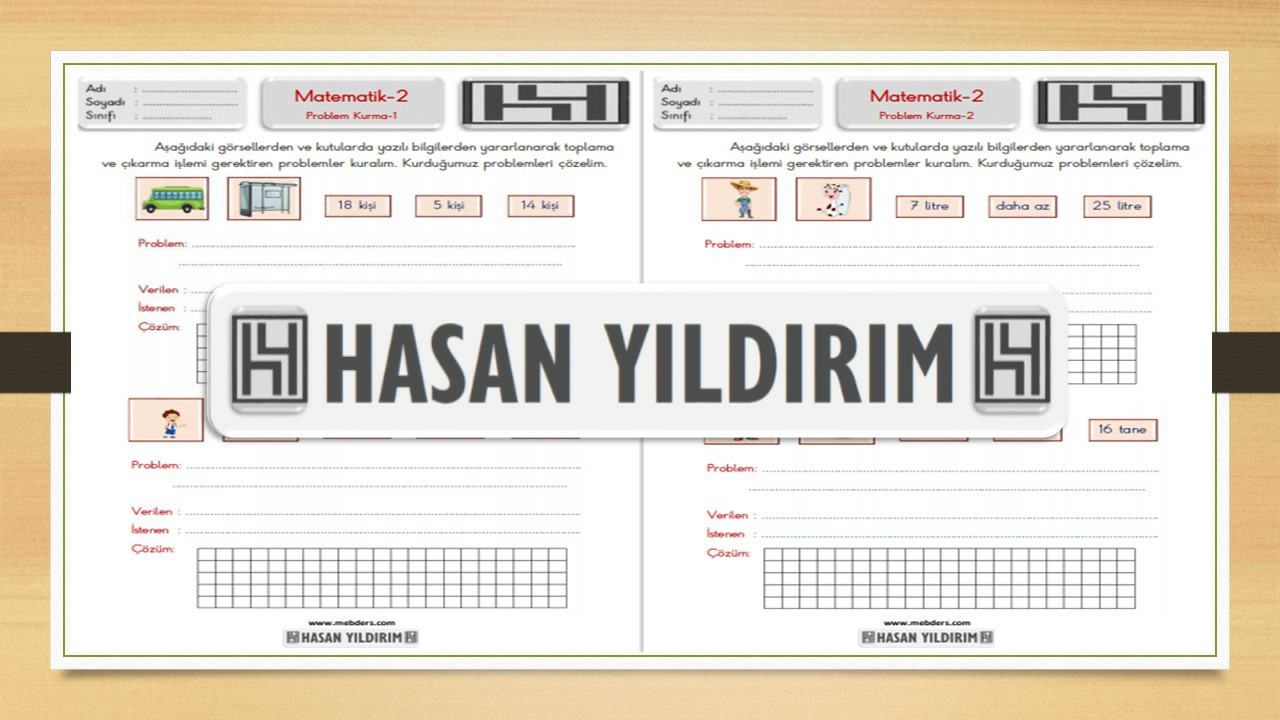 2. Sınıf Matematik Toplama ve Çıkarma İşlemi Gerektiren Problem Kurma Çalışma Sayfaları