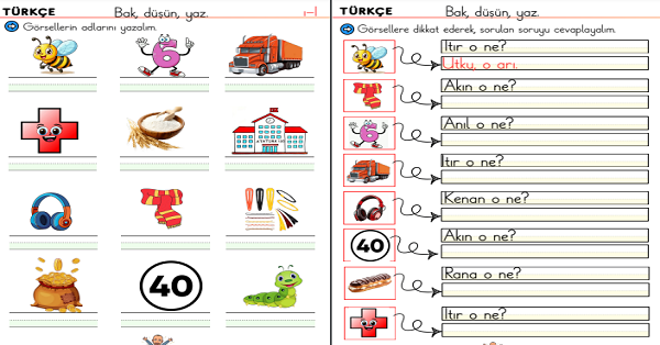 1. Sınıf İlk Okuma Yazma I Sesi Dikte ve O Ne? Etkinlikleri