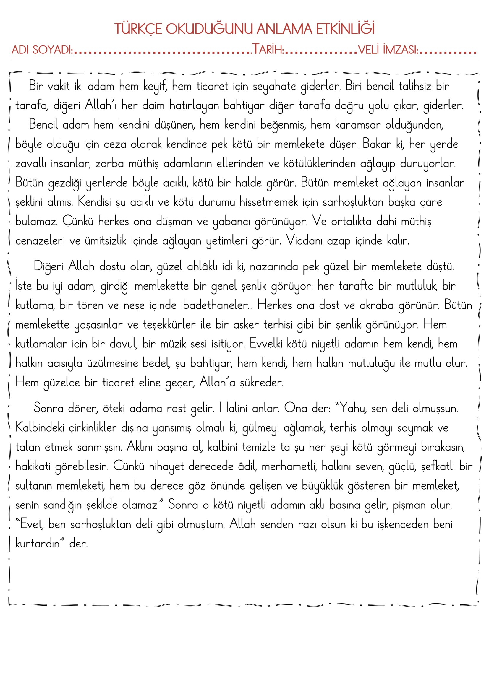 3.Sınıf Türkçe Okuduğunu Anlama Etkinliği-2