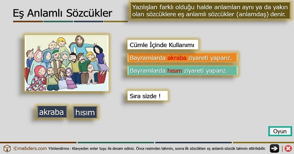3. Sınıf Türkçe Oyunlu ve Şarkılı Eş Anlamlı Kelimeler Sunusu