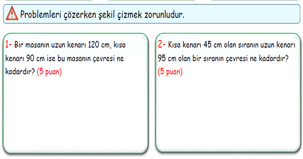 4. Sınıf Matematik Çevre Ölçme Problemler-1