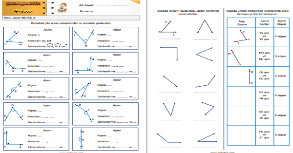 4. Sınıf Matematik Açılar Etkinliği 2