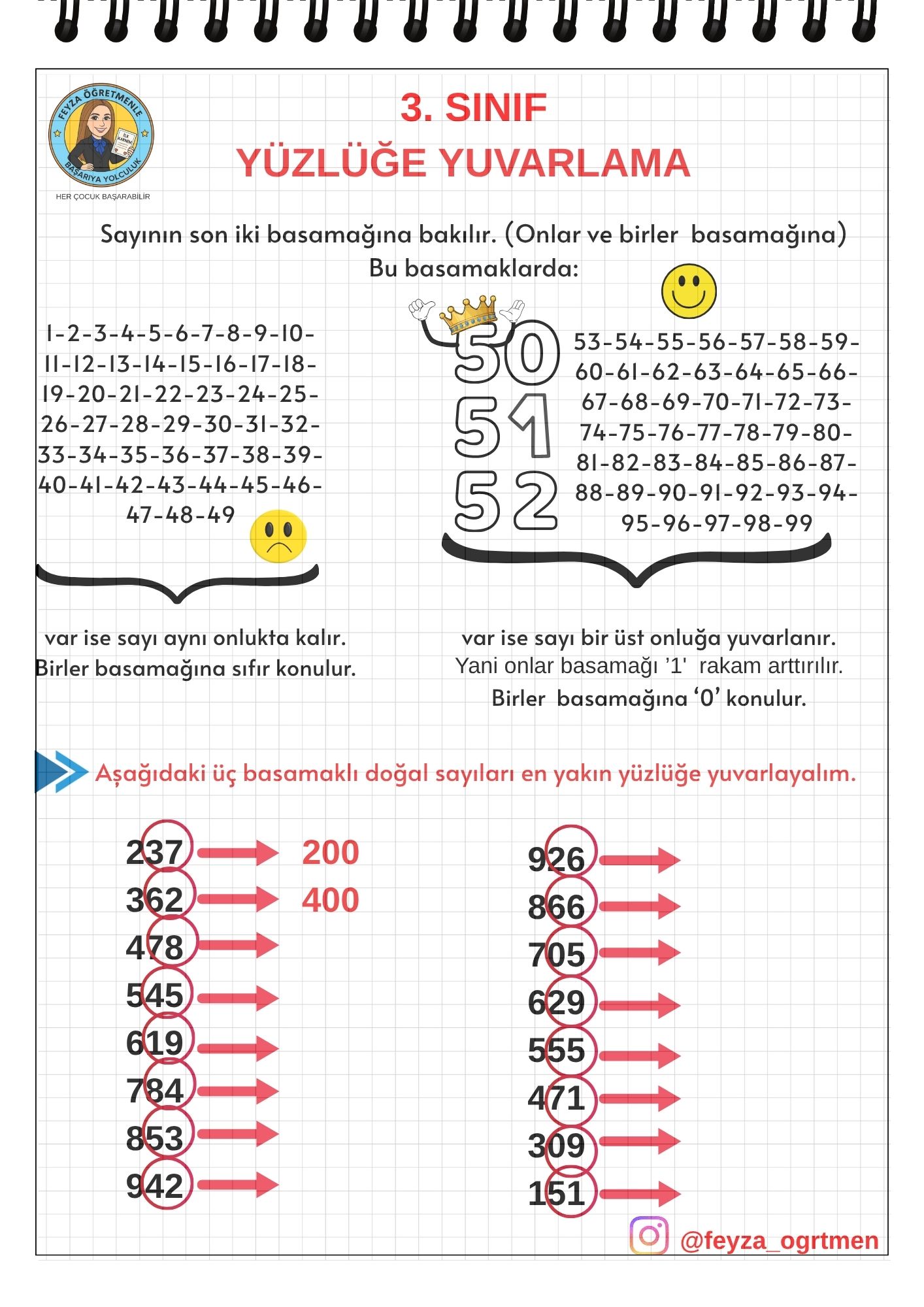 3. Sınıf Matematik Yüzlüğe Yuvarlama Konu Anlatımı
