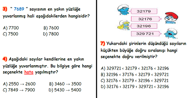 4. Sınıf Matematik Doğal Sayılar Yaprak Test-2