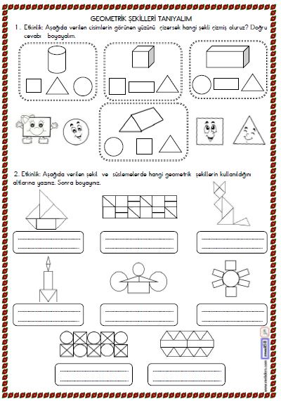 2. Sınıf  Geometrik Şekiller  Etkinliği 4