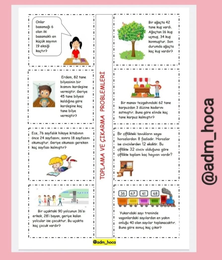 2. Sınıf Matematik Toplama ve Çıkarma İşlemi Problemleri