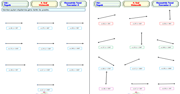 4. Sınıf Matematik Açıları Ölçme ve Çizme-2