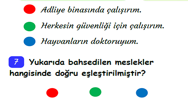 3. Sınıf Hayat Bilgisi Okulumuzda Hayat Ünite Değerlendirme-2