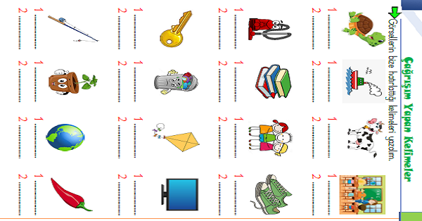 1. Sınıf Türkçe Sözcükte Çağrışım Yapan Kelimeler-3