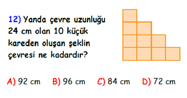 4. Sınıf Matematik Çevre Ölçme -Yaprak Test-2