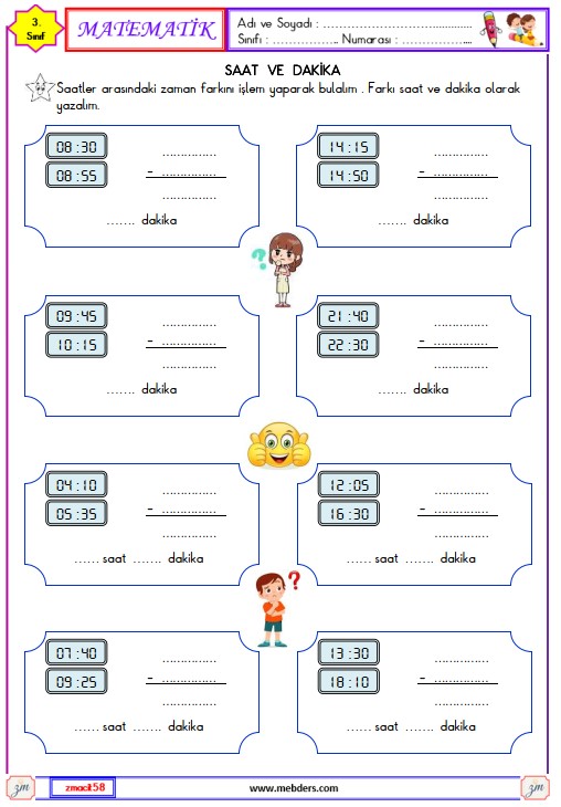 3. Sınıf Matematik Zamanı Okuyalım ve Yazalım Etkinliği 22