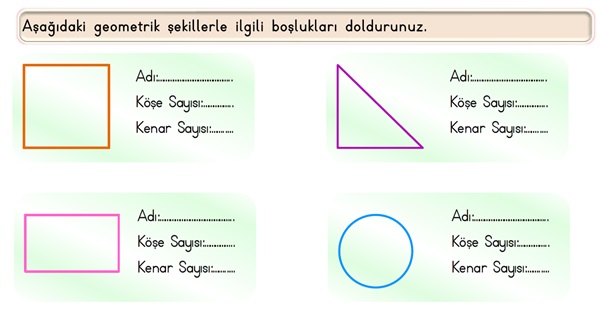 2. Sınıf Matematik Geometrik Şekiller Etkinliği-1