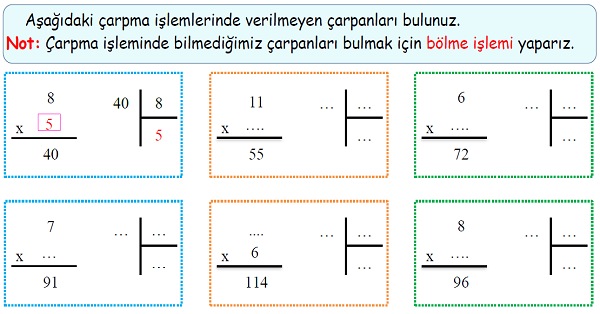 4. Sınıf Matematik Çarpma ve Bölme İşlemleri Arasındaki İlişki-1