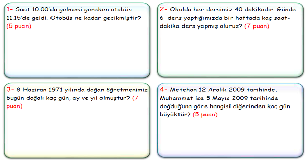 4. Sınıf Matematik Zaman Ölçüleri Problemleri-2