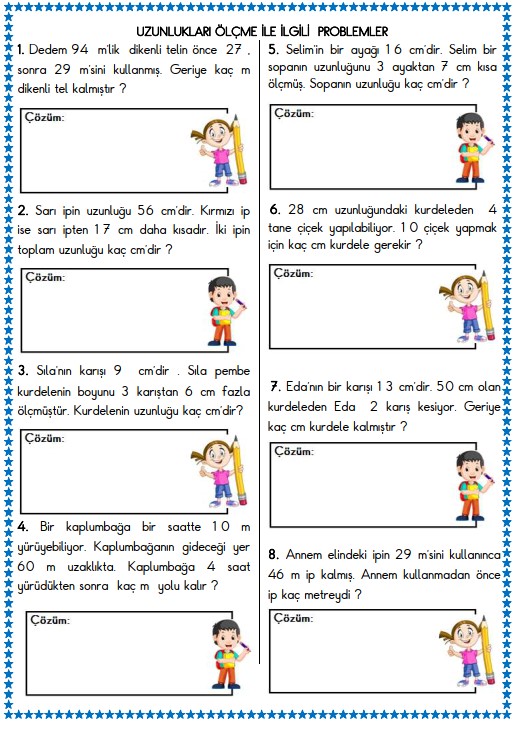 2. Sınıf Matematik Uzunluk Ölçme İle İlgili Problemler Etkinliği 2