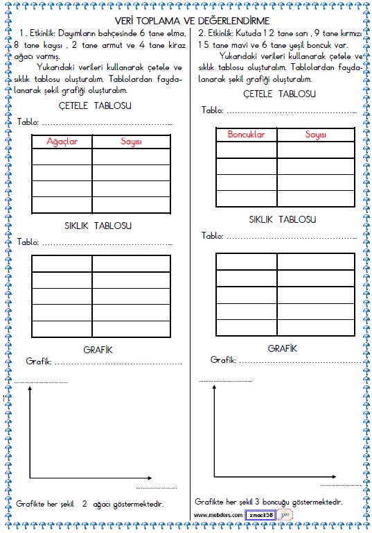 3. Sınıf Matematik Veri ve Tablo Etkinliği 1