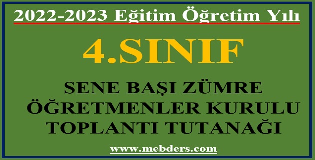 2022-2023 4. Sınıflar Sene Başı Zümre Toplantı Tutanağı