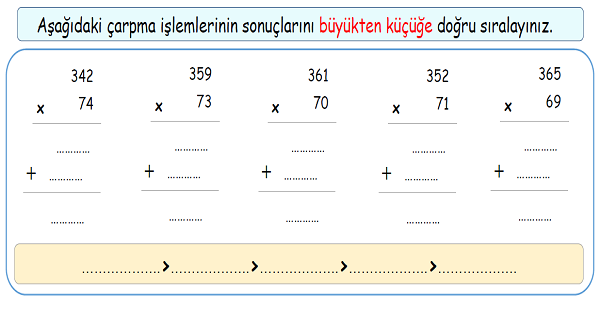 4. Sınıf Matematik Çarpma İşlemi Alıştırmalar-2