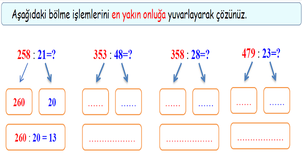 4. Sınıf Matematik Bölme İşleminin Sonucunu Tahmin Etme
